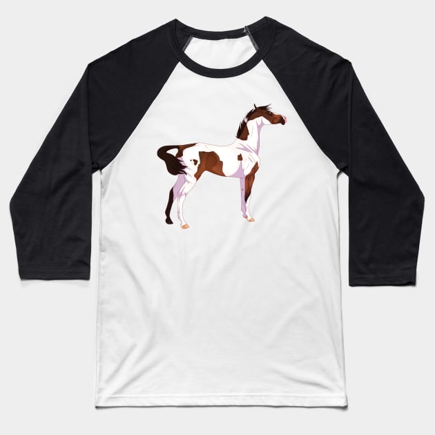 Tobiano Paint Horse Baseball T-Shirt by kelseydjpaint